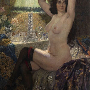 By the Green Lamp. Artist: Bogdanov-Belsky, Nikolai Petrovich (1868-1945)