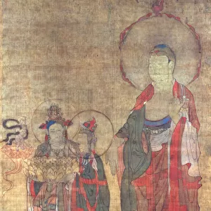 Greeting the Righteous Man on the Way to the Pure Land of Amitabha (Thangka), 12th century