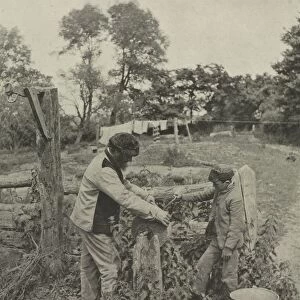At the Grindstone--A Suffolk Farmyard, 1888. Creator: Peter Henry Emerson (British