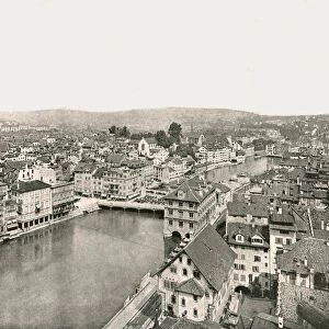 The Grosse Stadt and Kleine Stadt divided by the River Limmat, Zurich, Switzerland, 1895