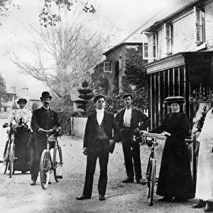 Group of Edwardian cyclists at Exbury in Hampshire. Creator: Unknown