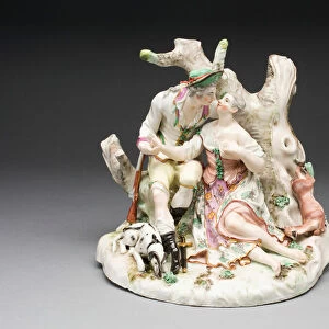 Group: Hunters or Lovers, Ludwigsburg, c. 1765. Creator: Ludwigsburg Porcelain Factory