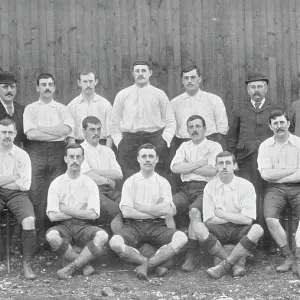 Group portrait of the Bolton Wanderers football team, 1896. Creator: Symmons & Thiele Group portrait of the Bolton Wanderers football team, 1896. Creator: Symmons & Thiele