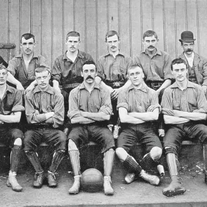 Group portrait of Burslem Port Vale football team, 1896. Creator: Symmons & Thiele Group portrait of Burslem Port Vale football team, 1896. Creator: Symmons & Thiele