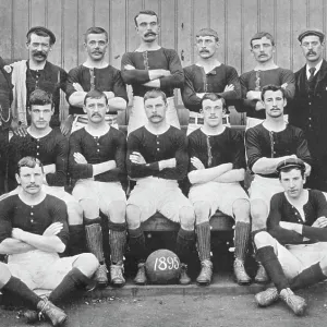 Group portrait of Millwall Athletic football team, 1896. Creator: Symmons & Thiele Group portrait of Millwall Athletic football team, 1896. Creator: Symmons & Thiele