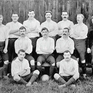 Group portrait of Preston North End football team, 1896. Creator: Symmons & Thiele Group portrait of Preston North End football team, 1896. Creator: Symmons & Thiele