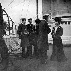 A group on the royal yacht Victoria and Albert III at Copenhagen, Sweden, 1908. Artist: Queen Alexandra