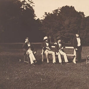 Groupe dans le parc du chateau de La Faloise, 1856. Creator: Edouard Baldus