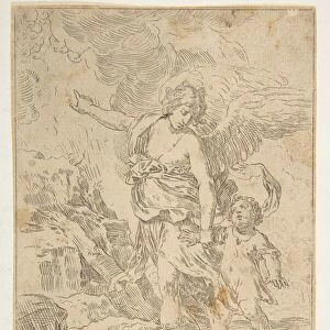 A guardian angel walking with a child, ca. 1640. Creator: Simone Cantarini
