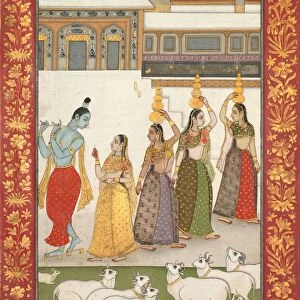 Gujari Ragini (Krishna with Gopis Playing the Flute), from a Ragamala Series"