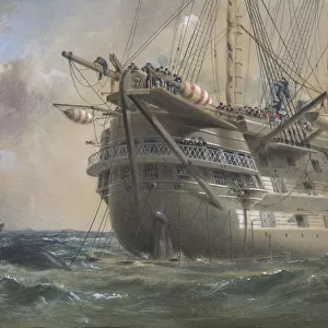 H. M. S. Agamemnon Laying the Atlantic Telegraph Cable in 1858: a Whale Crosses the Line