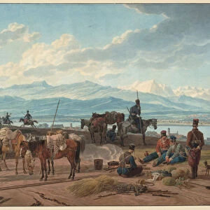 Halt of Russian Cossacks, 1804. Artist: Kobell, Wilhelm, Ritter von (1766-1853)