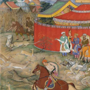 Hamid Bhakari Punished by Akbar, Folio from an Akbarnama, ca. 1604. Creator: Manohar