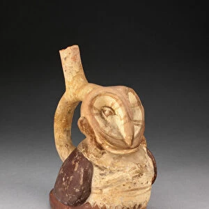 Handle Spout Vessel in the Form of an Anthropomorphic Owl with Clasped Hands, 100 B. C. / A