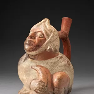 Handle Spout Vessel in the Form of a Seated Man, 100 B. C. / A. D. 500. Creator: Unknown