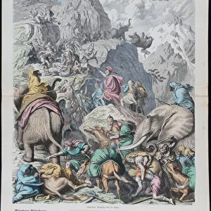 Hannibal Crosses the Alps (from Munchener Bilderbogen). Artist: Leutemann, Gottlob Heinrich (1824-1905)