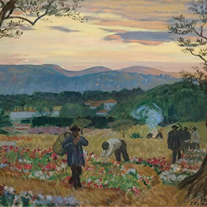 The Harvest Flowers, 1913. Artist: Kustodiev, Boris Michaylovich (1878-1927)