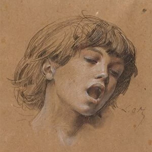 Head of a Boy Singing (Study for Music), c. 1898. Creator: Luc-Olivier Merson (French, 1846-1920)