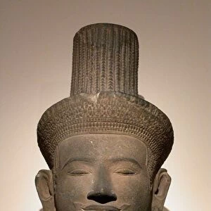 Head of a Male Deity (Deva), Angkor period, 10th / 11th century. Creator: Unknown