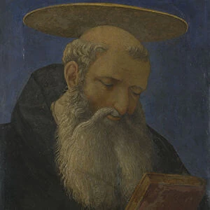 Head of a Tonsured, Bearded Saint (from Carnesecchi Tabernacle), c. 1440. Artist: Veneziano, Domenico (ca 1410-1461)
