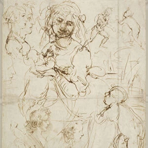 Heads and figures, ca 1478. Creator: Leonardo da Vinci (1452-1519)