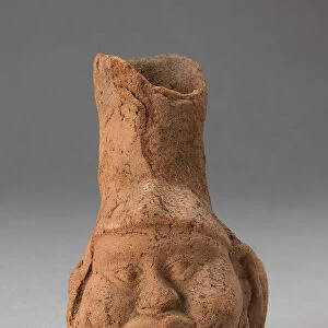 Heavily Eroded Miniature Jar in Form of a Human Head with Large Cheeks, 100 B. C. / A. D. 500