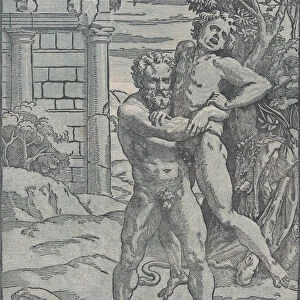 Hercules and Antaeus, ca. 1517-18. Creator: Ugo da Carpi