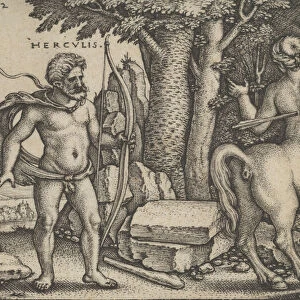 Hercules Killing Nessus, from The Labors of Hercules, 1542. Creator: Sebald Beham
