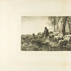 Herd of Pigs with Swineherd, 1878. Creator: Charles Emile Jacque