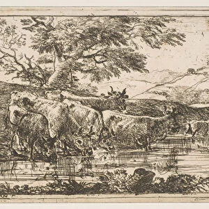 The Herd at the Watering Place, 1635. Creator: Claude Lorrain