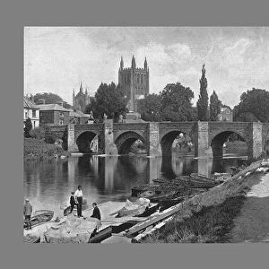 Hereford Cathedral and Wye Bridge, c1900. Artist: J Thirwall