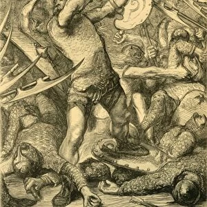 Hereward cutting his way through the Norman host, c1890. Creator: Unknown