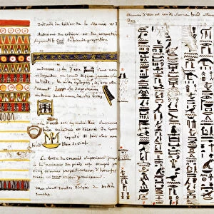Hieroglyphs in the notebook of Jean-Francois Champollion, c1806-1832. Artist: Jean-Francois Champollion