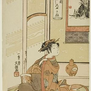 Hinaji of the Chojiya, from the series "Fuji-bumi (Folded Love-letters)", c