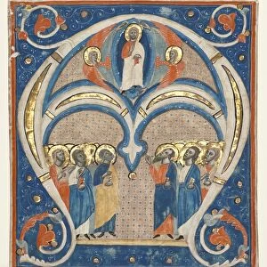 Historiated Initial (A) Excised from a Responsorial: Christ in Majesty with Saints, c