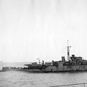 HMS Amethyst, after action on the Yangtze River, 20th April 1949