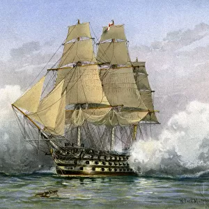 HMS Victory, British warship, c1890-c1893. Artist: William Frederick Mitchell