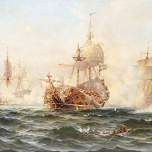 HMS Wachtmeister fighting against the Russian squadron on Juny 4, 1719, 1895