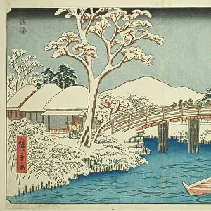 Hodogaya: Katabira River and Katabira Brige (Hodogaya, Katabiragawa Katabirabashi), ... c. 1847/52. Creator: Ando Hiroshige
