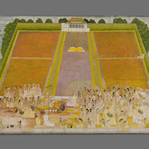 Holi Festival in a Walled Garden with Celebrants, c. 1763 / 1764. Creator: Unknown