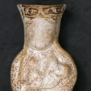 Hollow Vessel in the Shape of a Woman Holding a Child, Iran, 12th-13th century