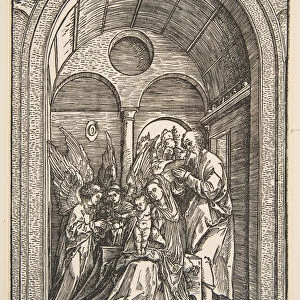 The Holy Family with Two Angels in a Vaulted Hall, ca. 1503. Creator: Albrecht Durer