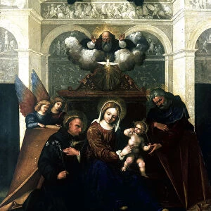 Holy Family with Saint Nicholas of Tolentino, 1515-1530. Artist: Lodovico Mazzolini