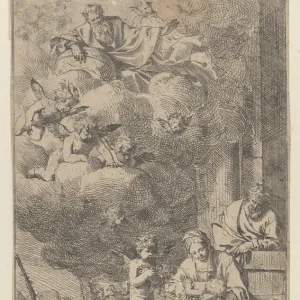 The Holy Family with the Virgin holding Christ over the cradle, 1640-60. 1640-60