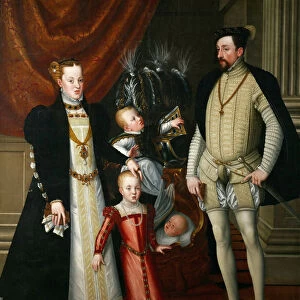 Holy Roman Emperor Maximilian II of Austria (1527-1576) and his wife Infanta Maria of Spain with the Artist: Arcimboldo, Giuseppe (1527-1593)