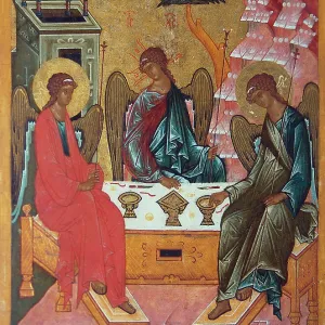 The Holy Trinity, 15th century. Artist: Russian icon