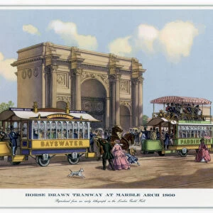 Horse Drawn Tramway at Marble Arch, 1860
