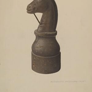 Horse Head Hitching Post, 1938. Creator: Alexander Anderson