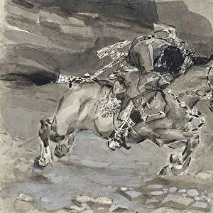 Horseman. Illustration to the poem The Demon by Mikhail Lermontov, 1890-1891. Artist: Vrubel, Mikhail Alexandrovich (1856-1910)