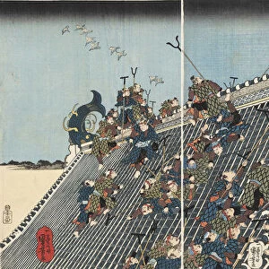 Horyu Tower, from the series Nanso Satomi Hakkenden (Tale of the Eight Dogs), c1840